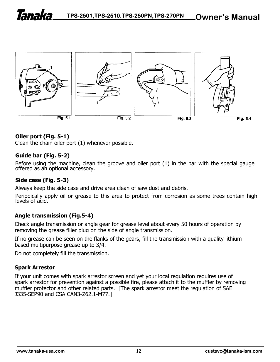 Owner’s manual | Tanaka TPS-2501  EN User Manual | Page 13 / 17