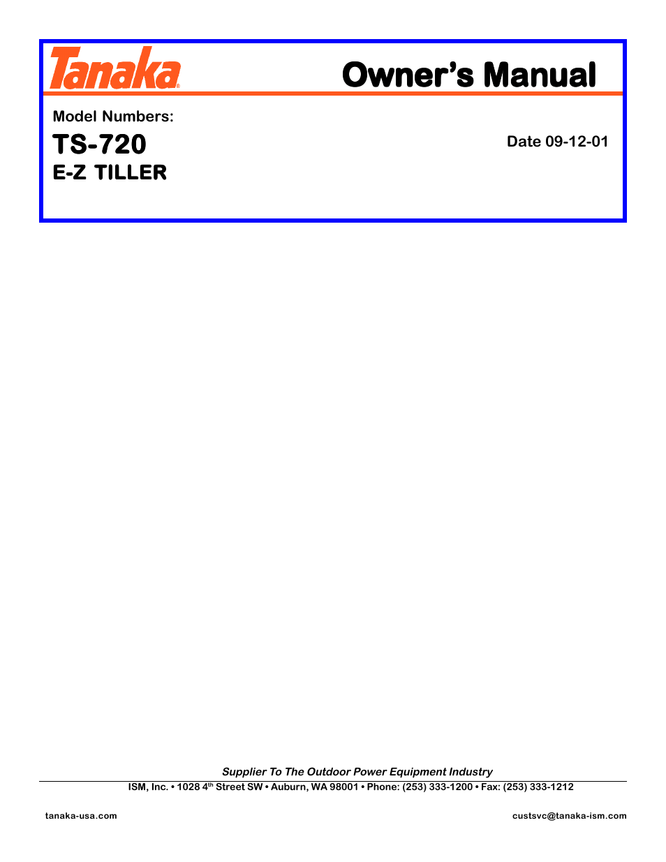 Tanaka TS-720 User Manual | 12 pages