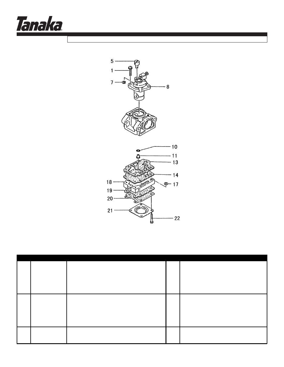 Carburetor, Ted-210c, Parts information | Page 5 | Tanaka U268935 User Manual | Page 6 / 9