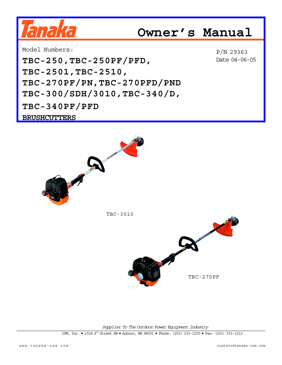 Tanaka TBC-340/D User Manual | 21 pages