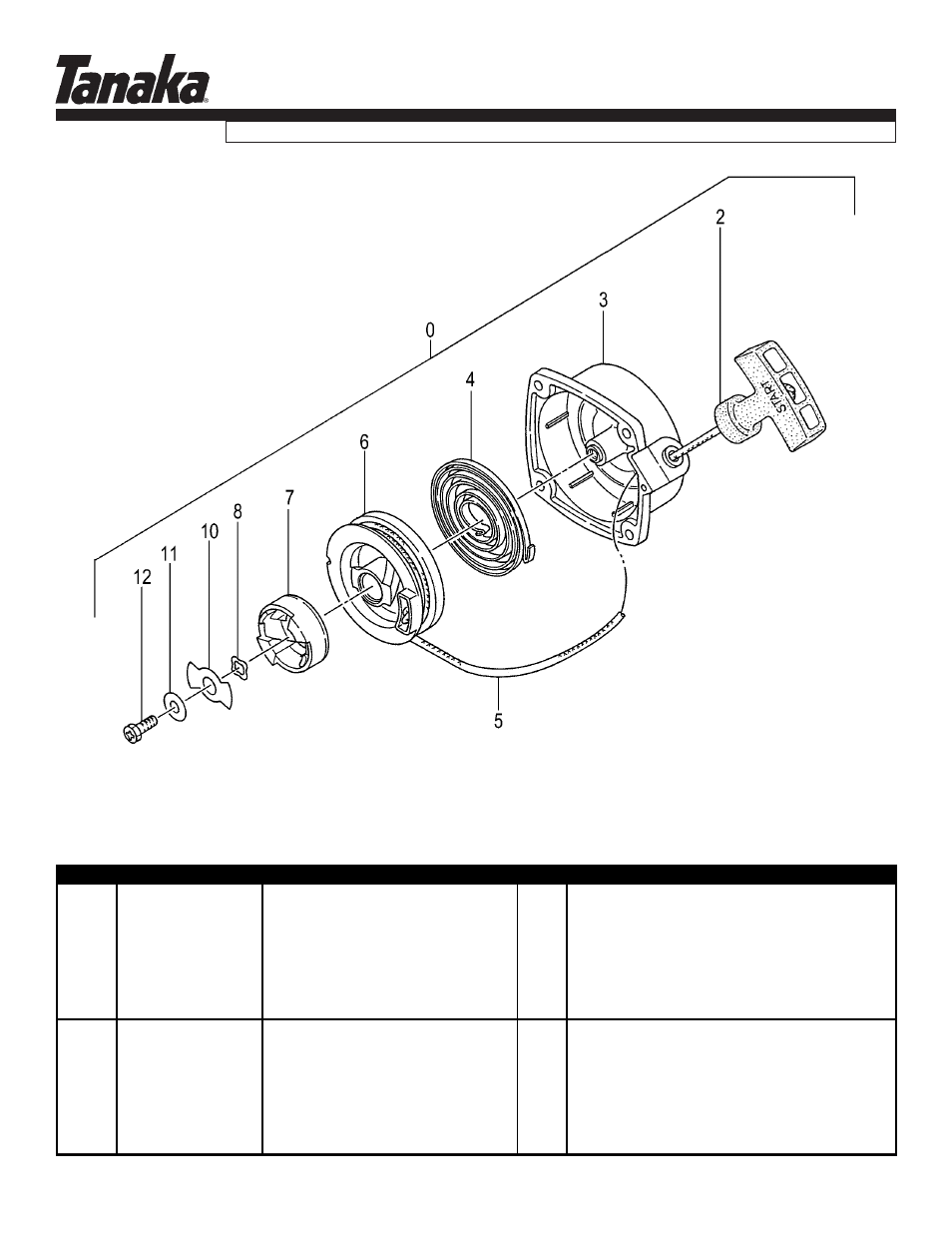 Starter, Parts information, Ted-262l/dh | Tanaka TED-262L User Manual | Page 11 / 22