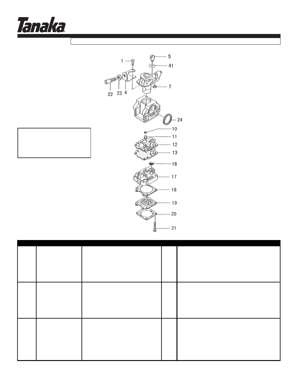 Carburetor (s279071 ~ z207350), Parts information, Ted-262l/dh | Tanaka TED-262L User Manual | Page 14 / 22