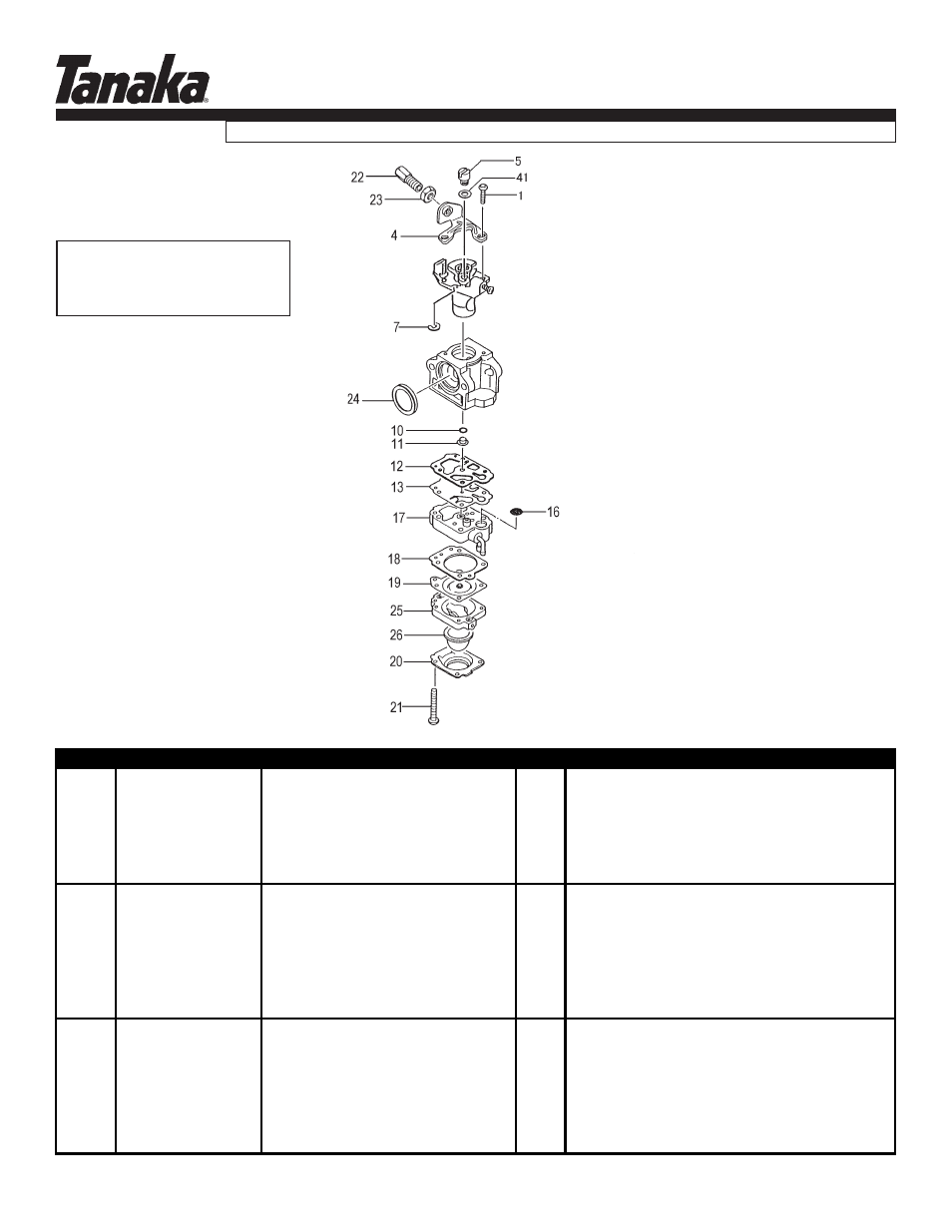 Carburetor (z207351~), Parts information, Ted-262l/dh | Tanaka TED-262L User Manual | Page 15 / 22