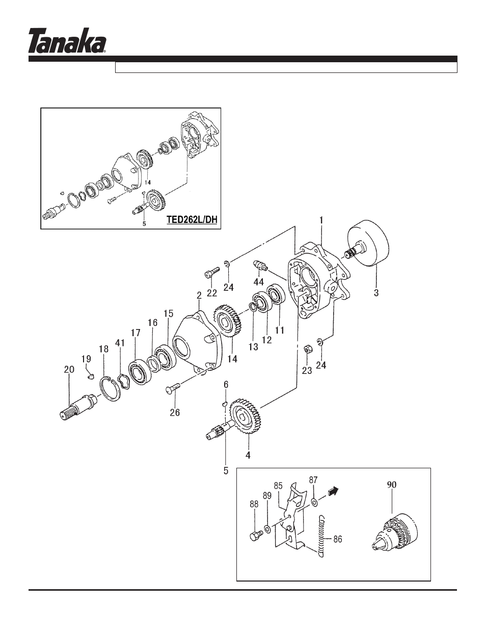 Gear case, Parts information, Ted-262l/dh | Tanaka TED-262L User Manual | Page 16 / 22