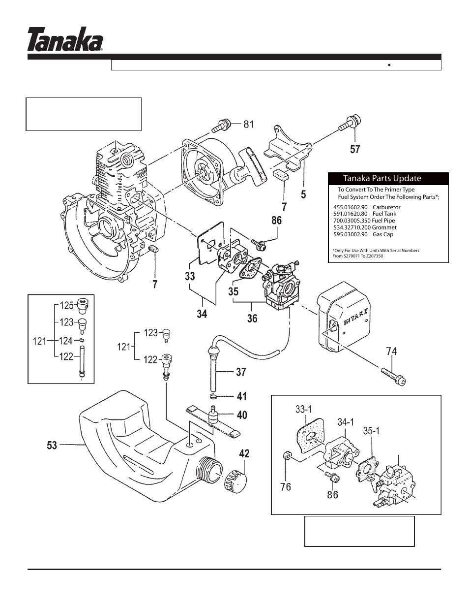 Fuel system (~z207350), Parts information, Ted-262l/dh | Tanaka TED-262L User Manual | Page 6 / 22