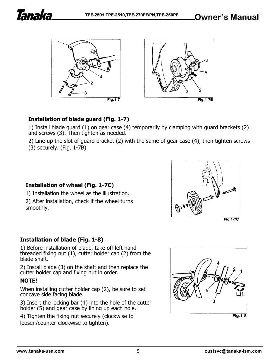 Owner’s manual | Tanaka POLE EDGERS TPE-25OPF User Manual | Page 6 / 12