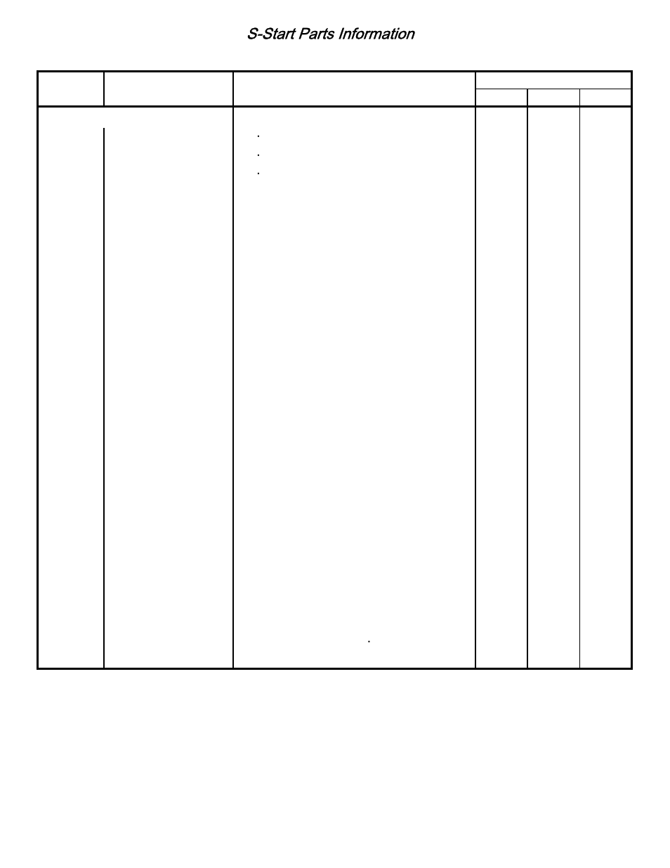 Part numbers, S-start parts information | Tanaka PFD User Manual | Page 22 / 22