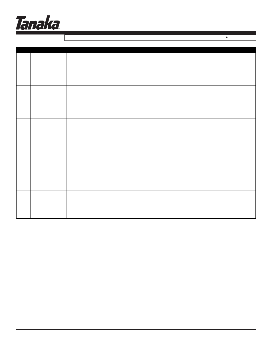 Part numbers, Parts information, Tbc-340pf,pfd | Tanaka PFD User Manual | Page 5 / 22