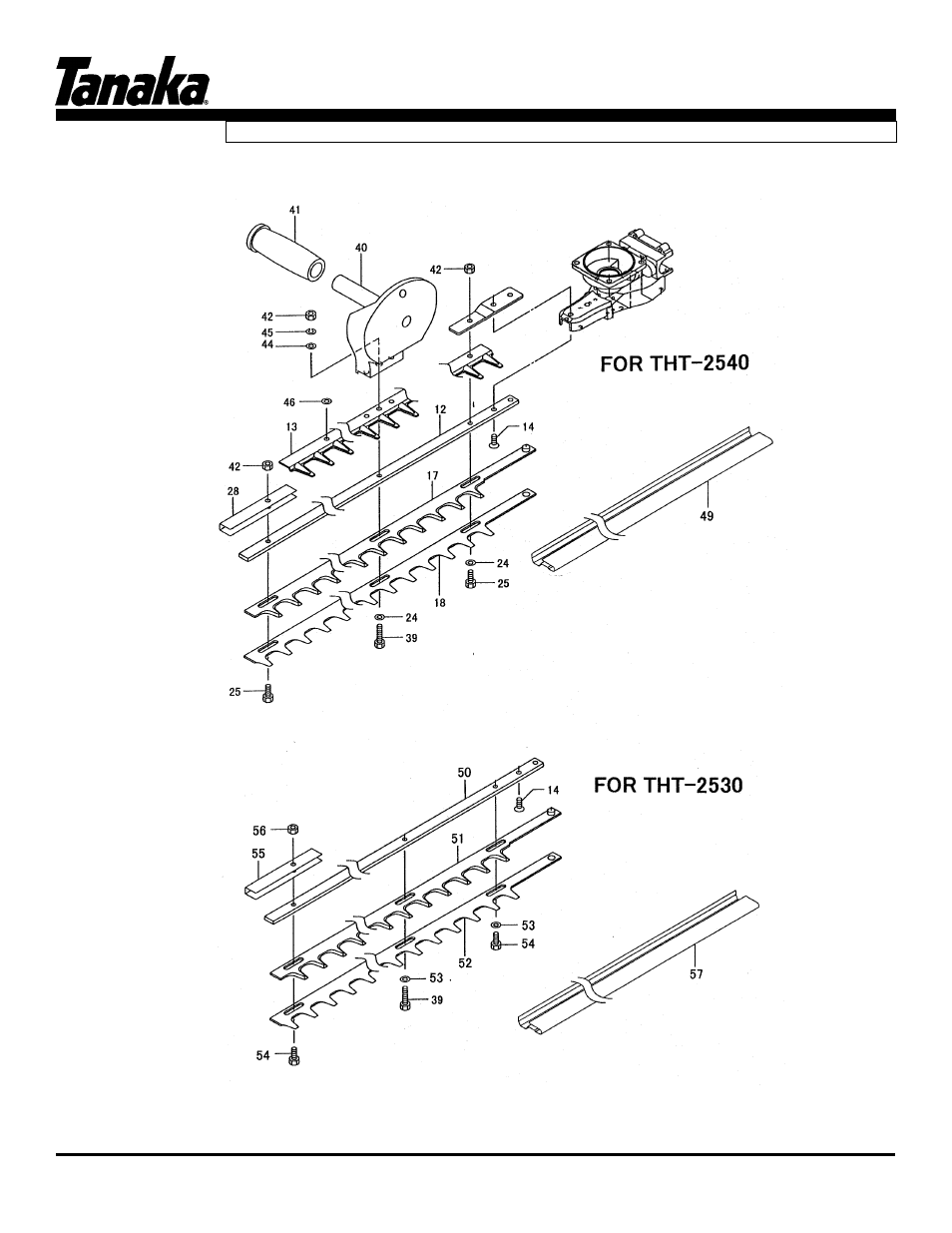 Handle & blades, Parts information | Tanaka THT-2530/2540 User Manual | Page 11 / 17