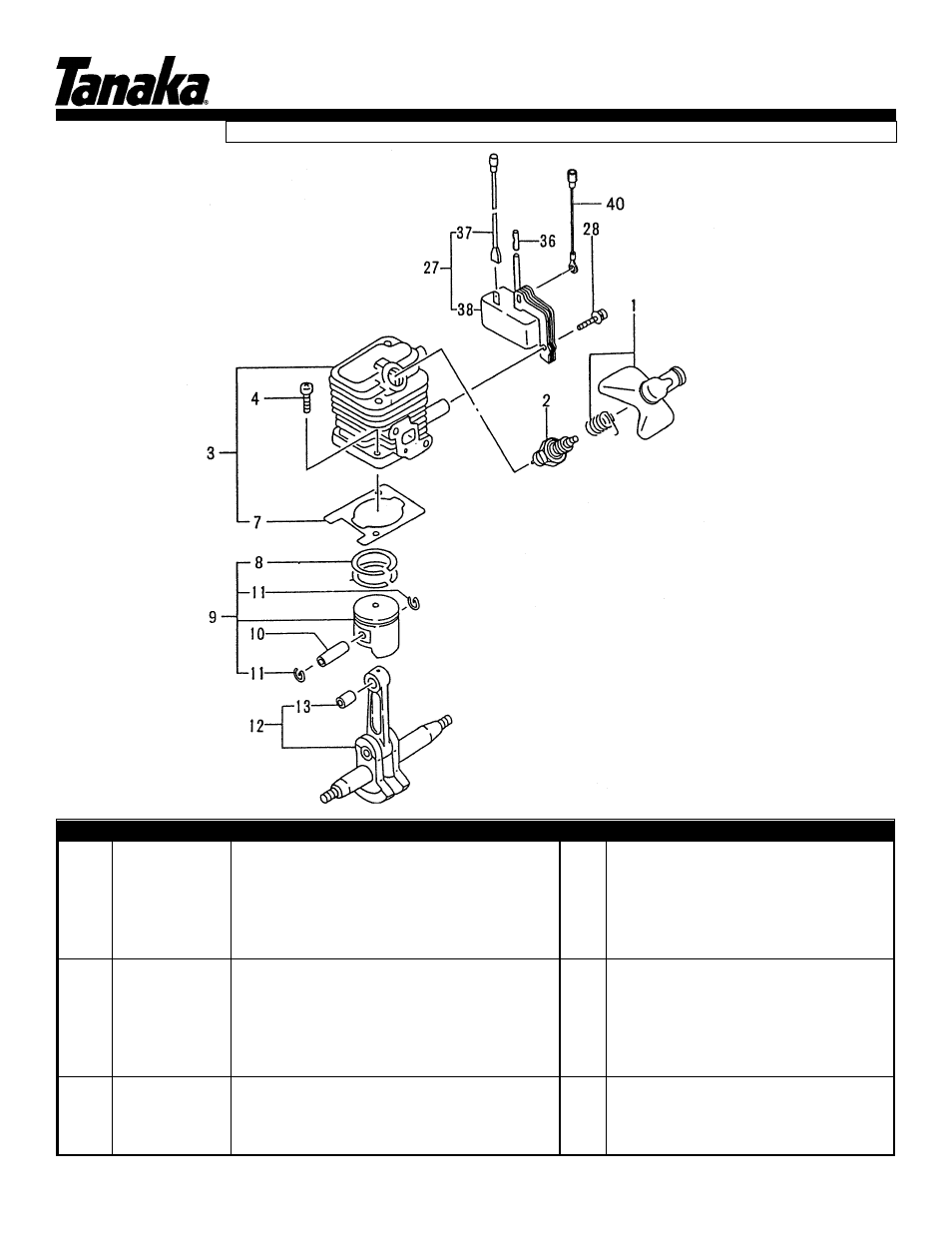 Engine, Parts information, Page 1 | Tanaka THT-2530/2540 User Manual | Page 3 / 17
