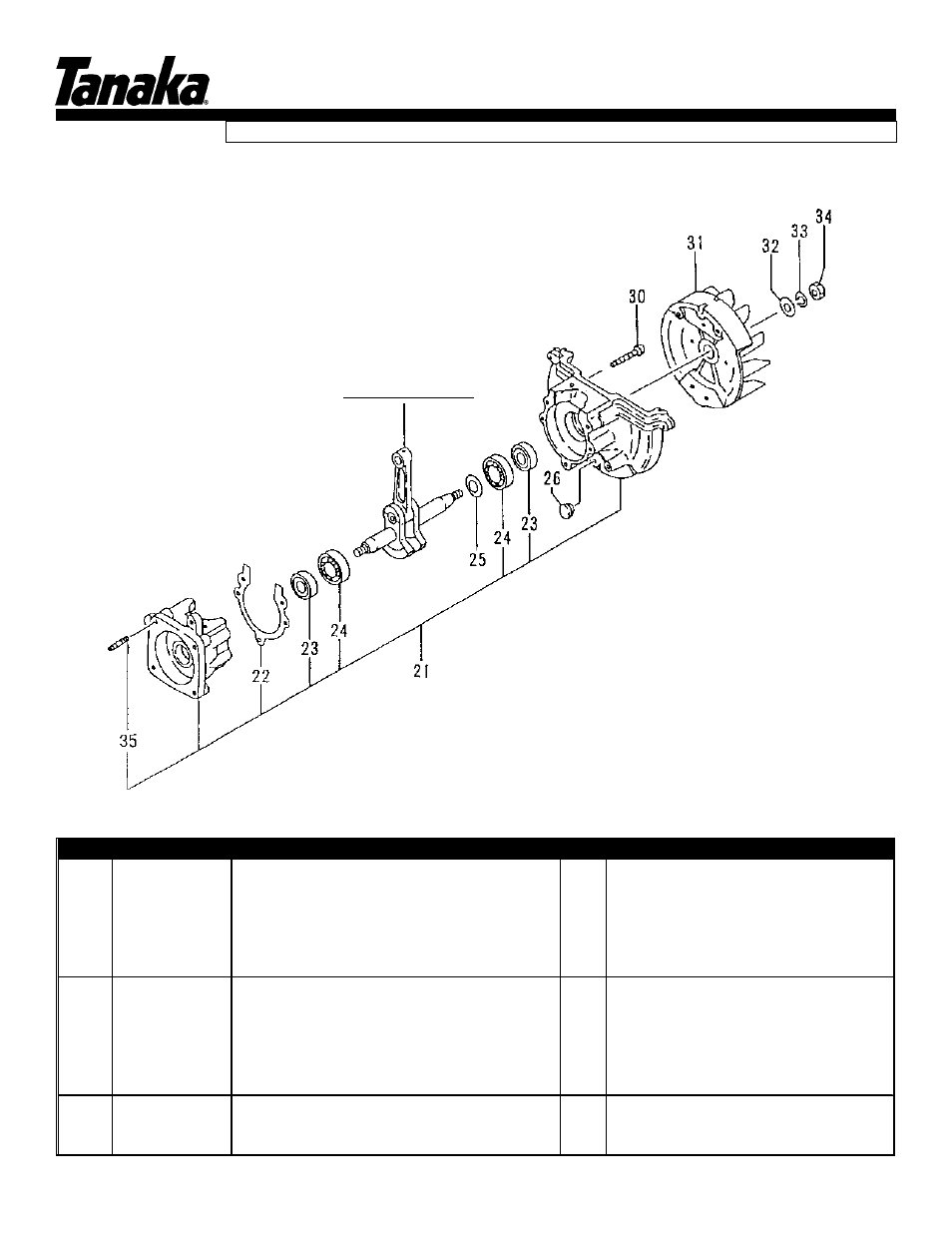 Crankcase & flywheel, Parts information | Tanaka THT-2530/2540 User Manual | Page 4 / 17