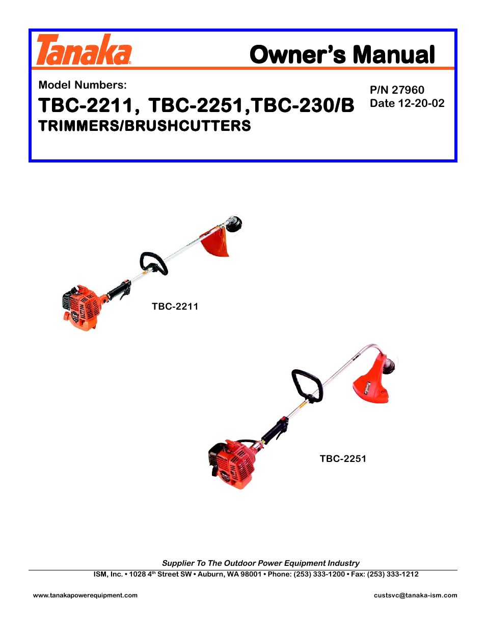 Tanaka TBC-2251 User Manual | 20 pages