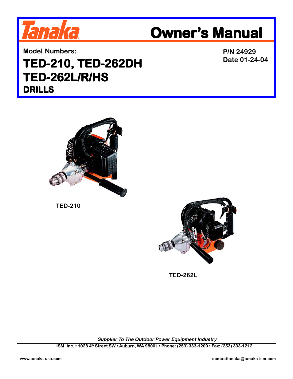 Tanaka TED-262DH User Manual | 14 pages