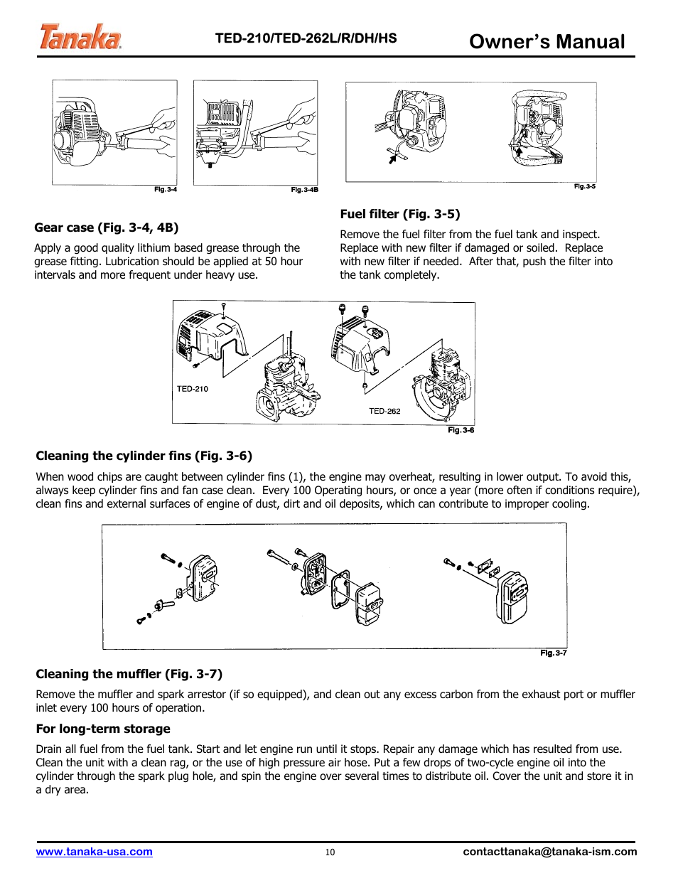 Owner’s manual | Tanaka TED-262DH User Manual | Page 11 / 14