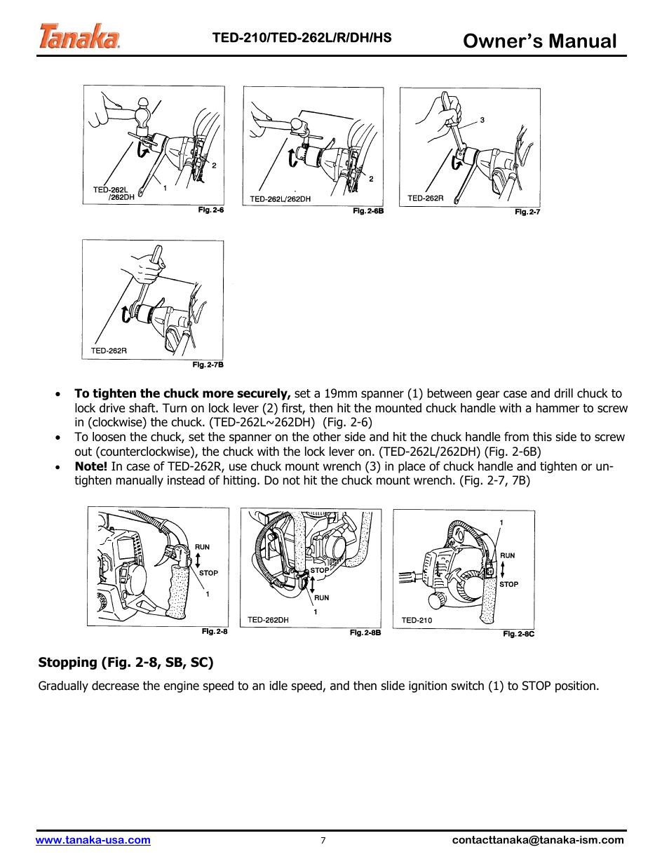 Owner’s manual | Tanaka TED-262DH User Manual | Page 8 / 14