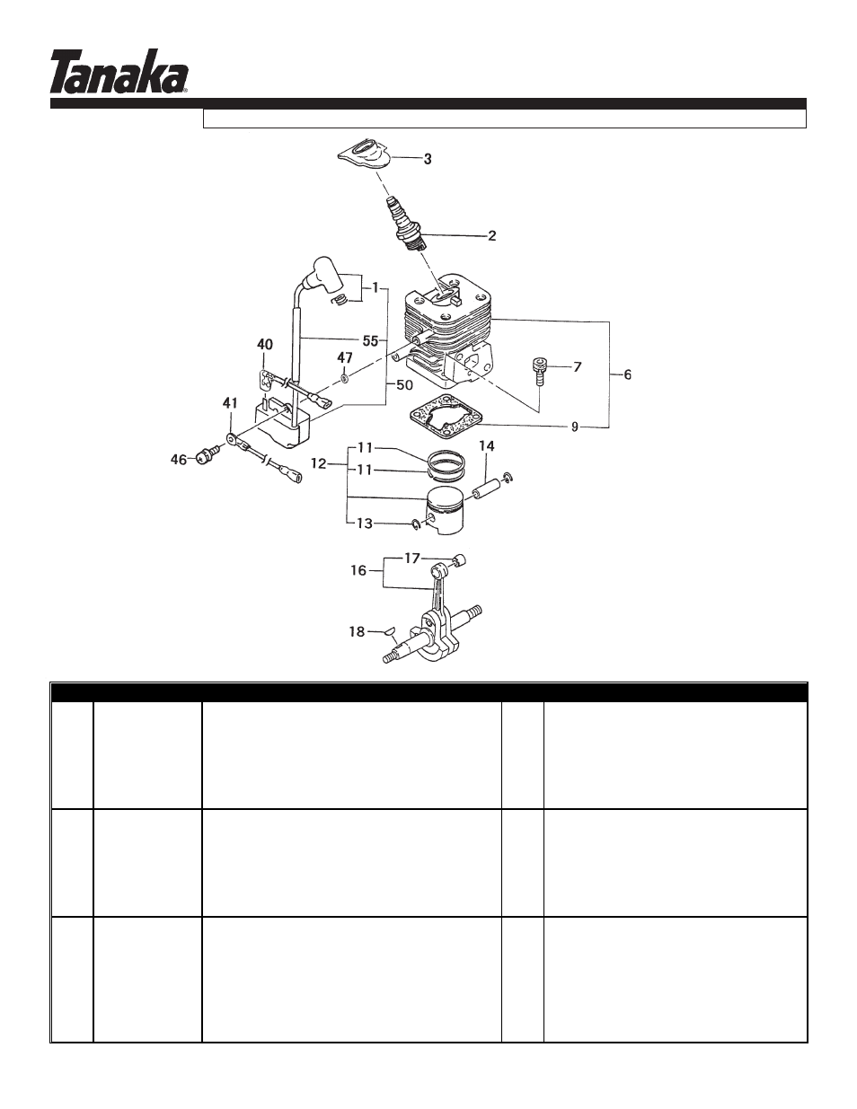 Engine, Tpe-270pf/pn, Parts information | Tanaka TPE-270PF User Manual | Page 2 / 17