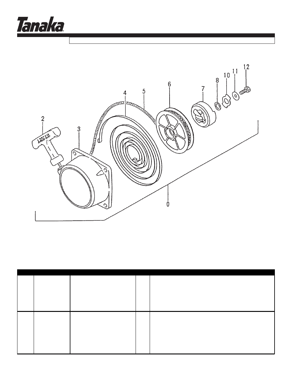 Recoil starter, Tpe-270pf/pn, Parts information | Page 7 | Tanaka TPE-270PF User Manual | Page 8 / 17