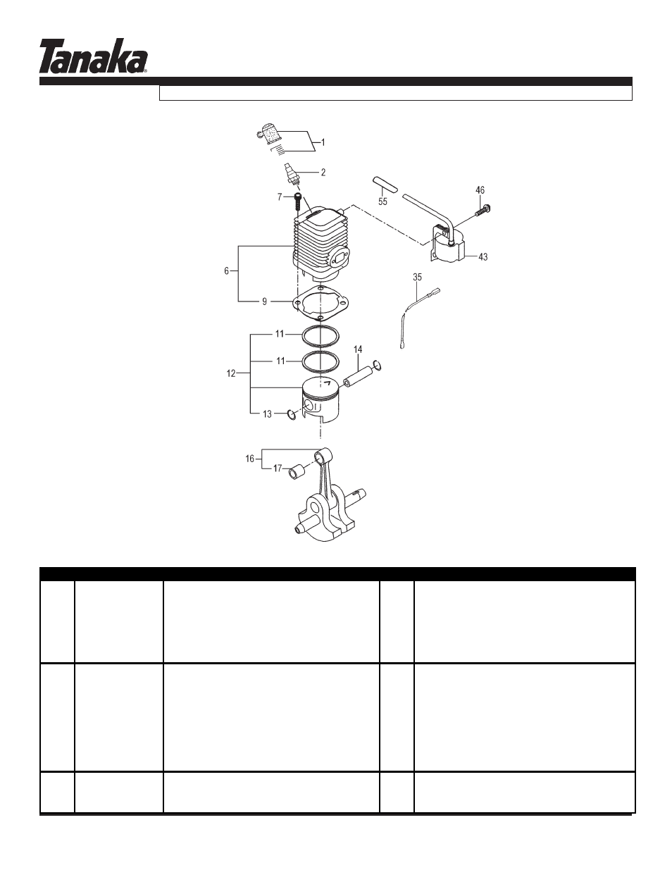 Engine, Tpe-2501, Parts information | Tanaka TPE-2501 User Manual | Page 2 / 17