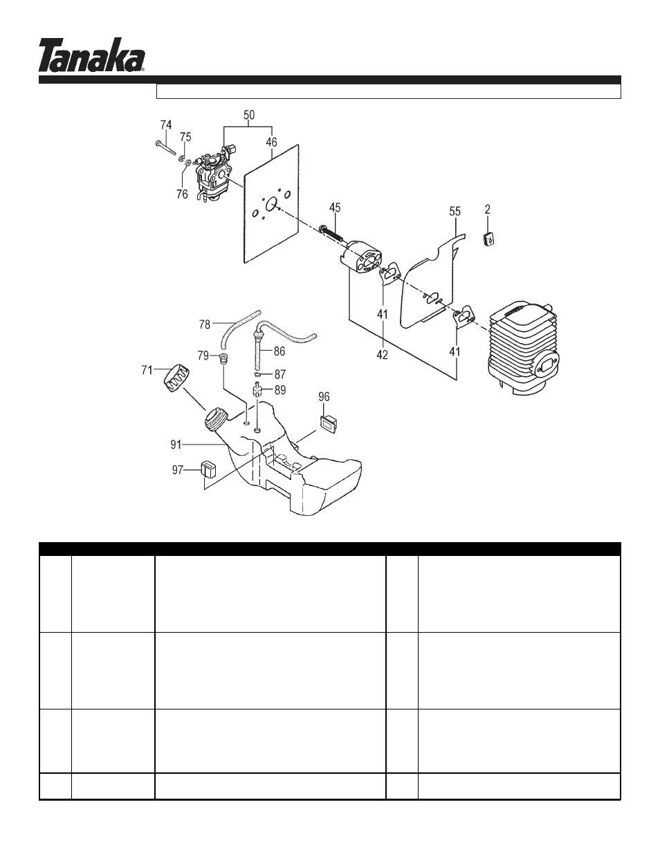 Fuel system, Tpe-2501, Parts information | Page 3 | Tanaka TPE-2501 User Manual | Page 4 / 17