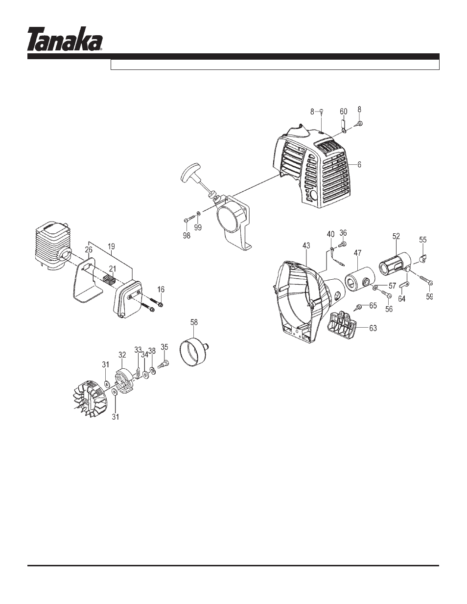 Clutch, clutch case & muffler, Tpe-2501, Parts information | Tanaka TPE-2501 User Manual | Page 5 / 17