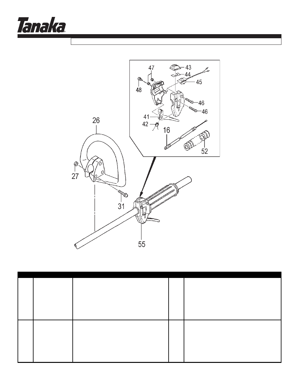 Throttle & front handle, Parts information, Tbc-225cs | Tanaka TBC-225CS User Manual | Page 13 / 15