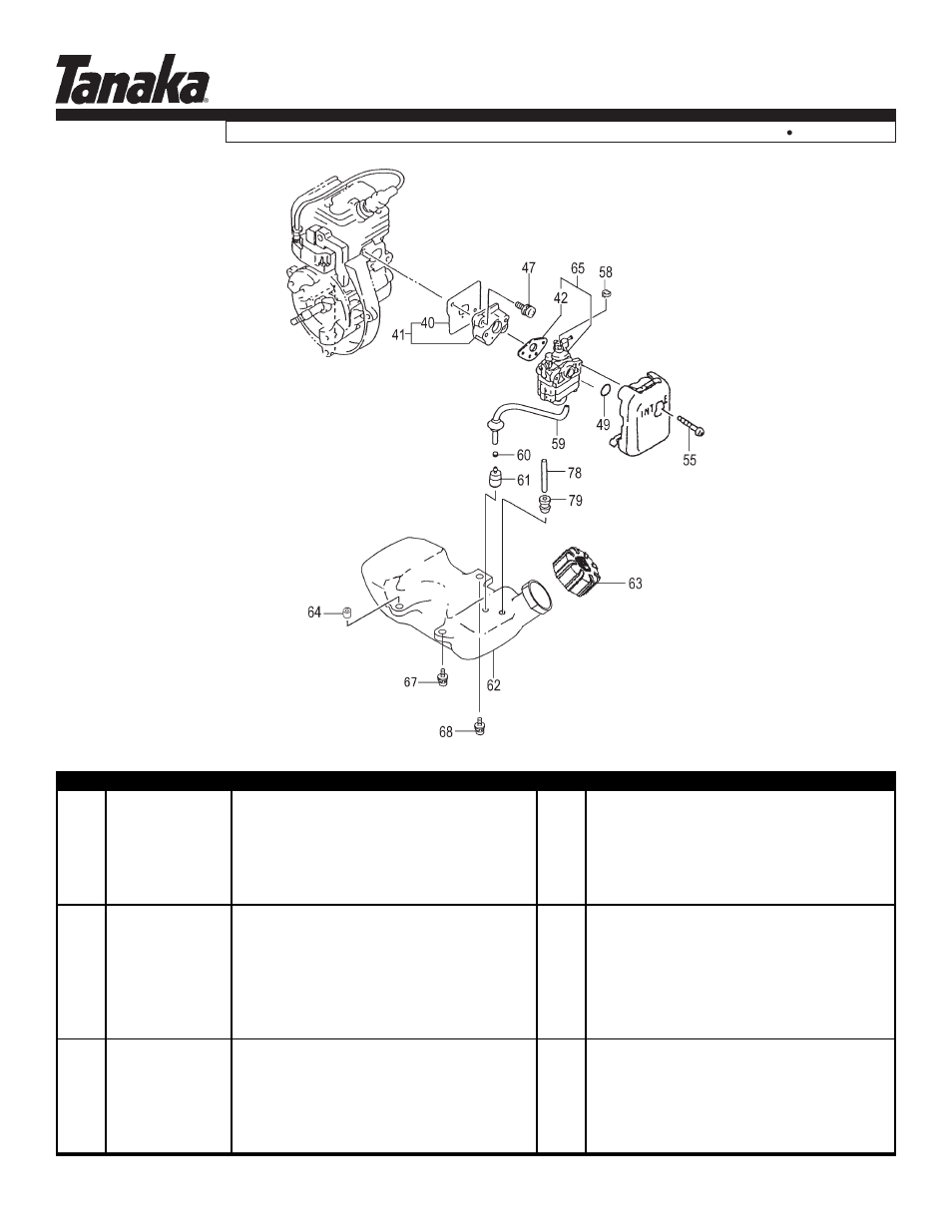 Fuel system, Parts information, Tbc-225cs | Tanaka TBC-225CS User Manual | Page 4 / 15