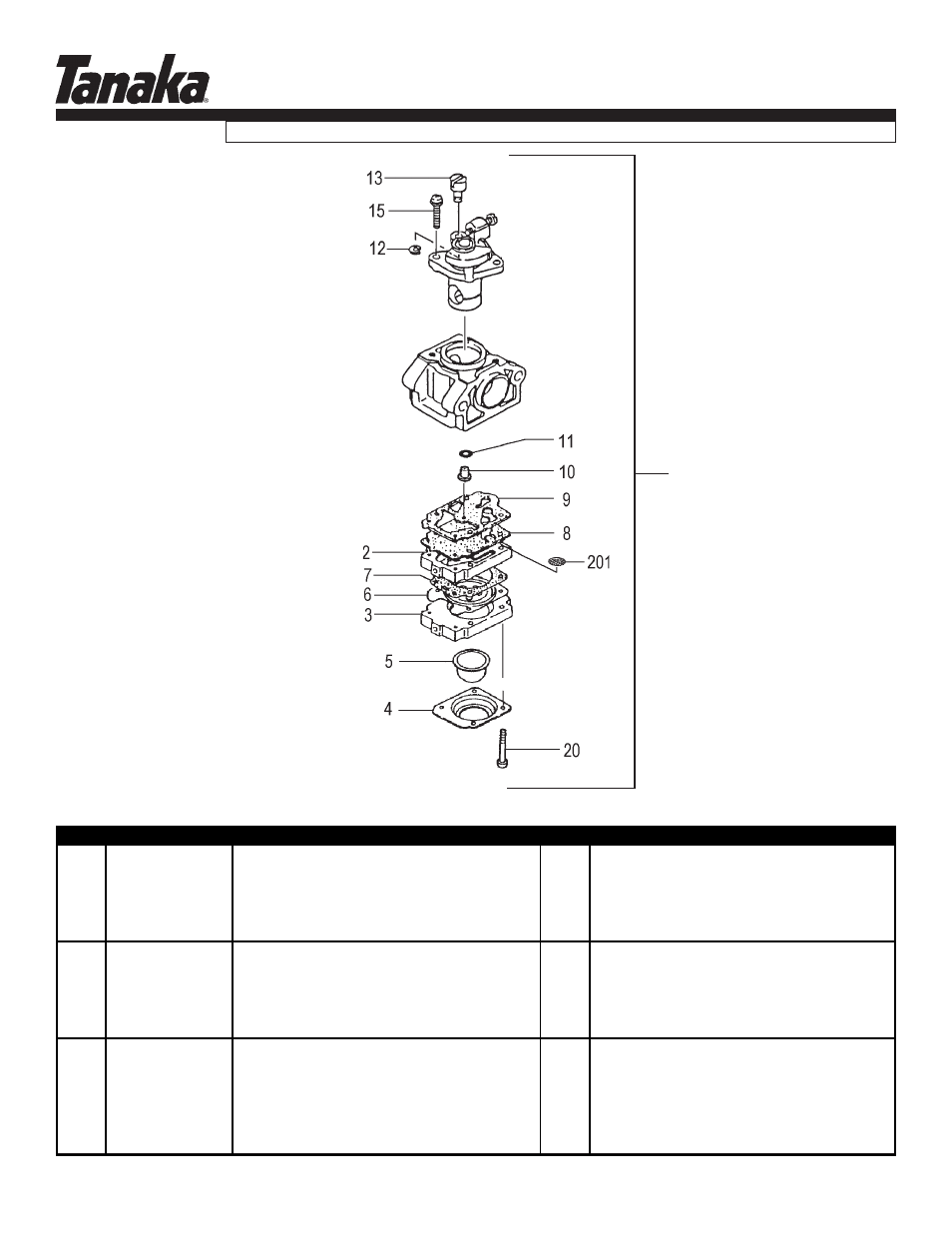 Carburetor, Parts information, Tbc-225cs | Tanaka TBC-225CS User Manual | Page 9 / 15
