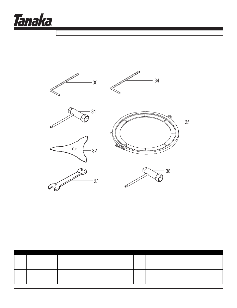 Blade & tools, Parts information, Tbc-400pf | Tanaka TBC-400PF User Manual | Page 16 / 17