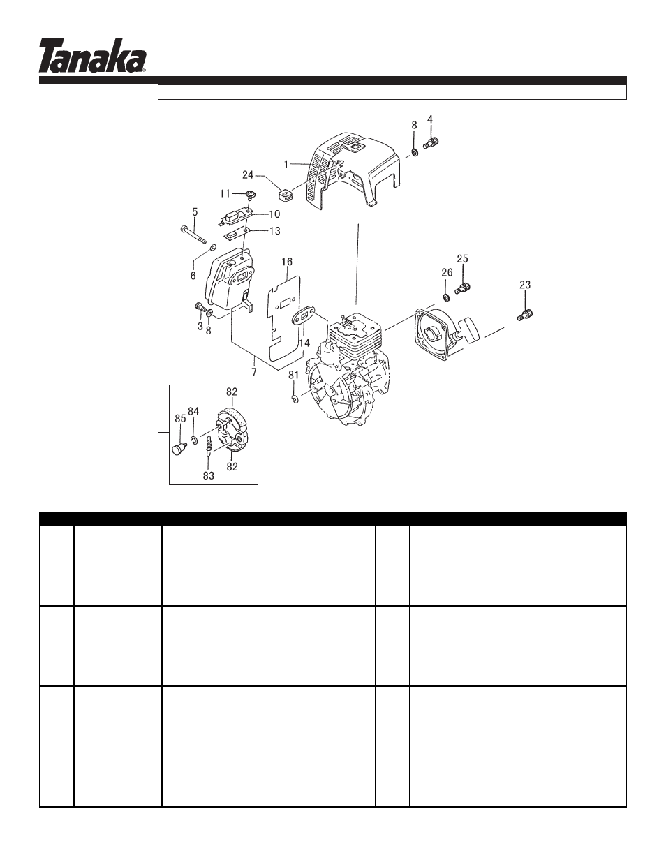 Muffler, clutch & cover, Parts information, Tbc-400pf | Tanaka TBC-400PF User Manual | Page 7 / 17