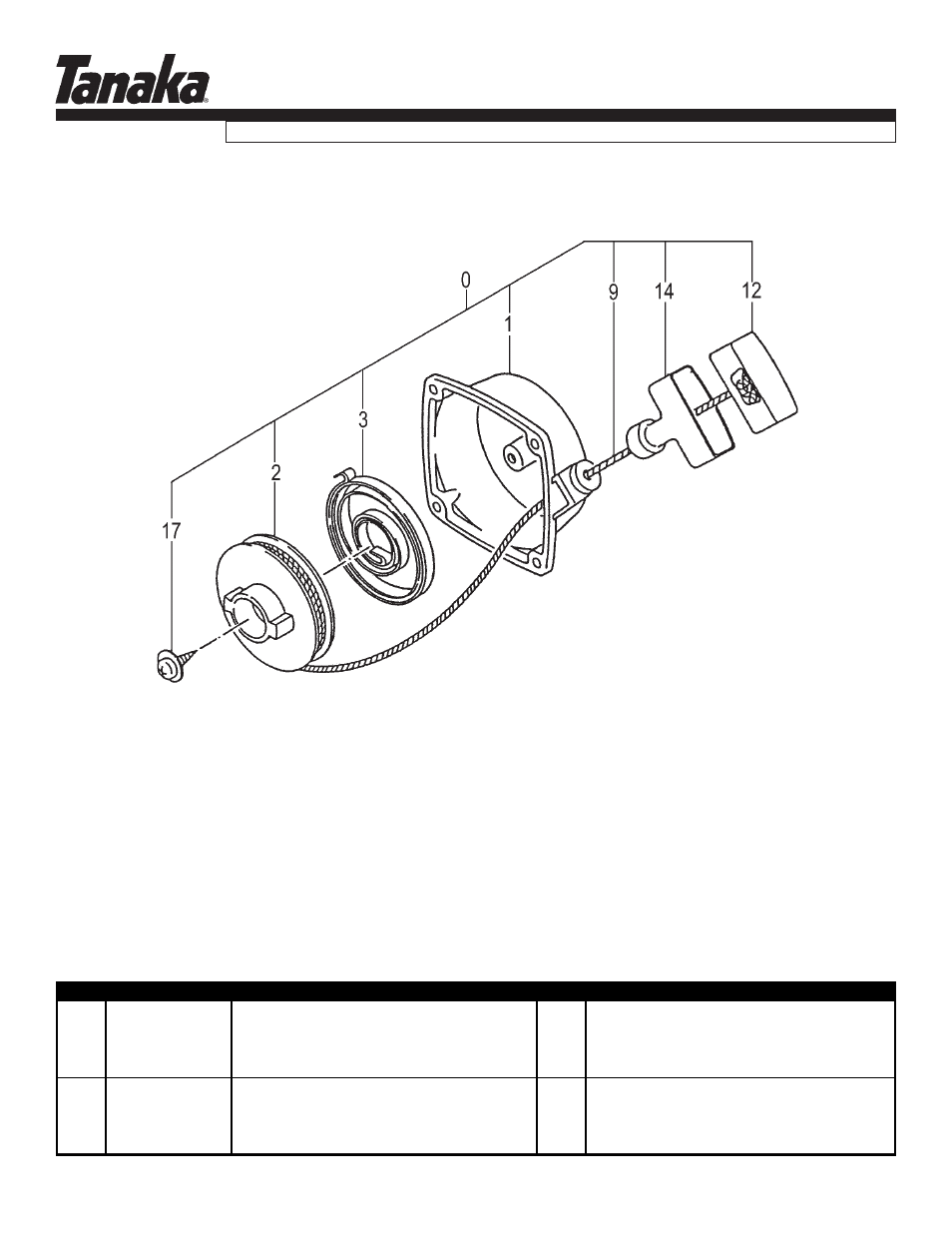 Starter, Parts information, Tbc-400pf | Tanaka TBC-400PF User Manual | Page 8 / 17