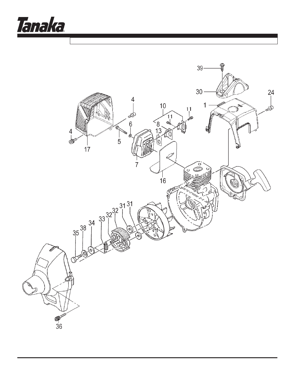Clutch, muffler & engine cover, Tpe-260pf, Parts information | Tanaka TPE-260PF User Manual | Page 6 / 17