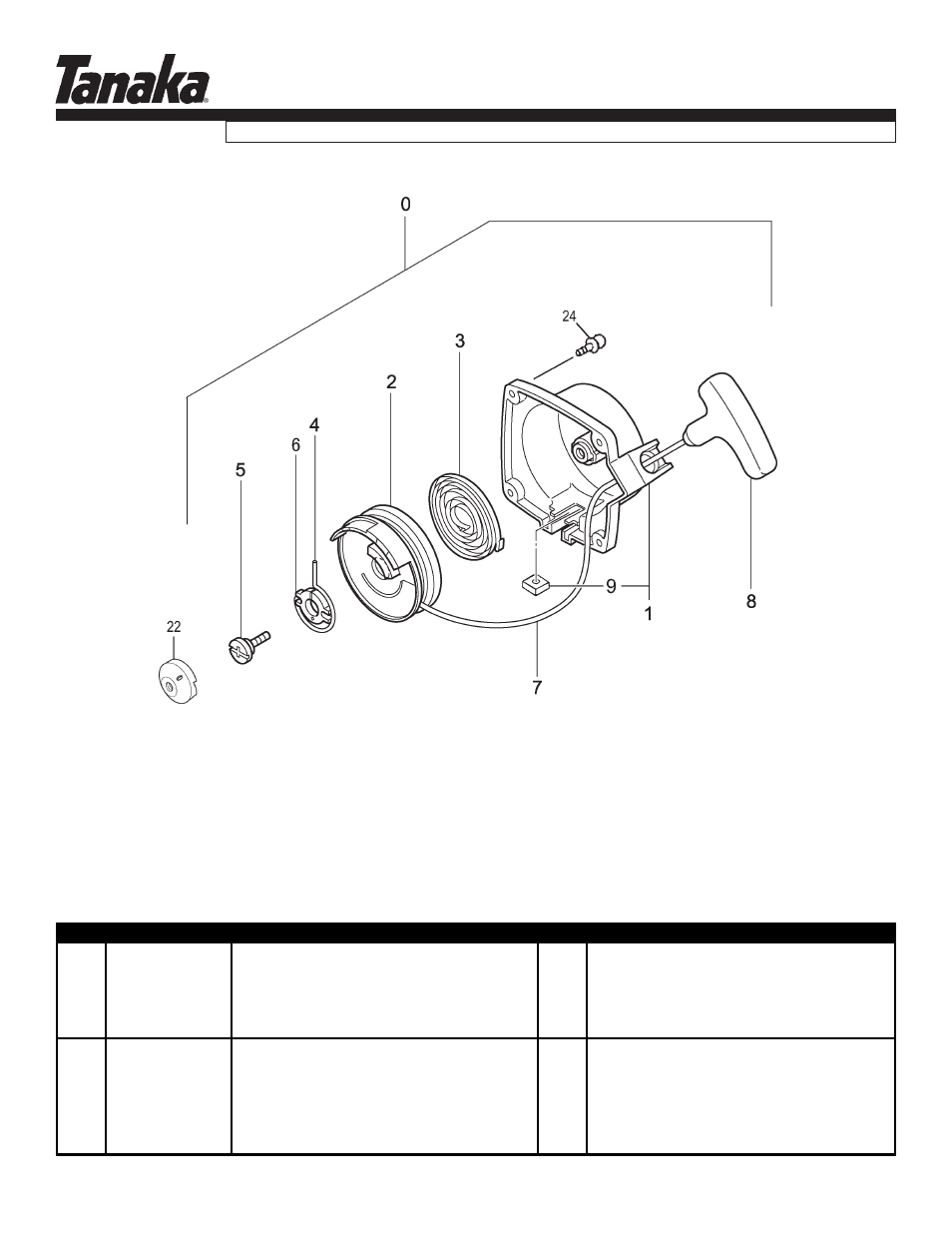 Starter, Tpe-260pf, Parts information | Tanaka TPE-260PF User Manual | Page 8 / 17