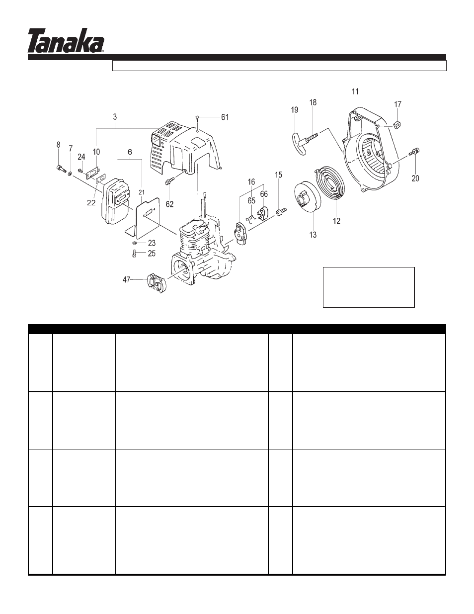 Clutch, starter & muffler, Htd-2526pf, Parts information | Tanaka HTD-2526PF User Manual | Page 6 / 14