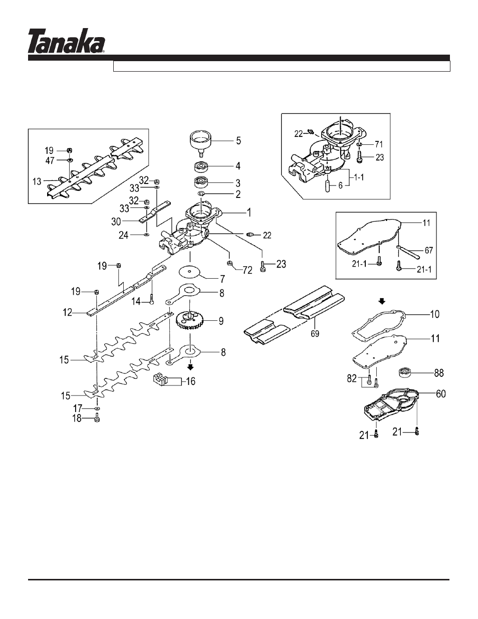 Clutch drum, gears & blades, Htd-2526pf, Parts information | Tanaka HTD-2526PF User Manual | Page 8 / 14