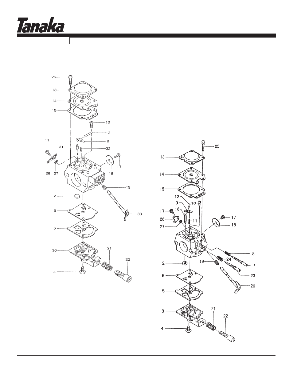 Carburetors, Ecs-3301/b, Parts information | Tanaka ECS-3301/B User Manual | Page 10 / 16