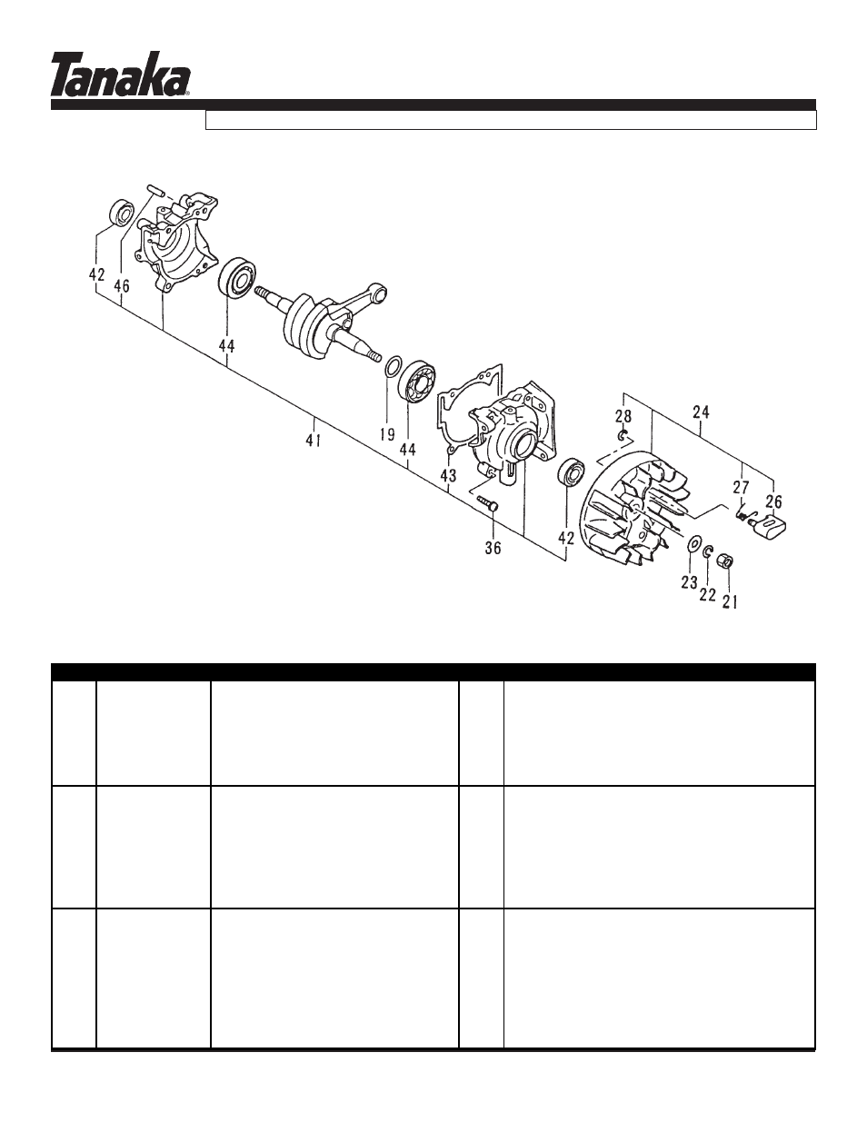 Crankcase & flywheel, Ecs-3301/b, Parts information | Tanaka ECS-3301/B User Manual | Page 3 / 16