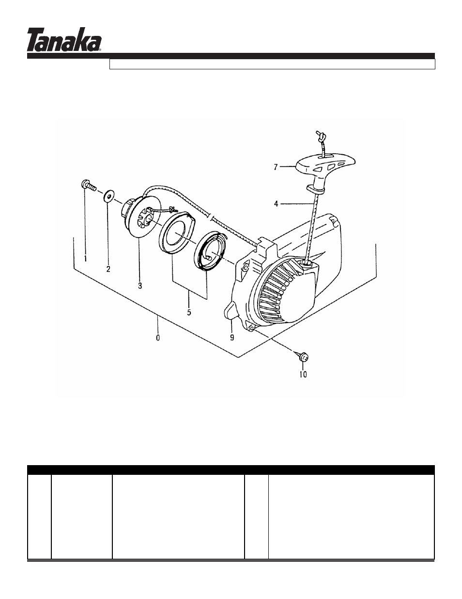 Starter, Ecs-3301/b, Parts information | Tanaka ECS-3301/B User Manual | Page 9 / 16