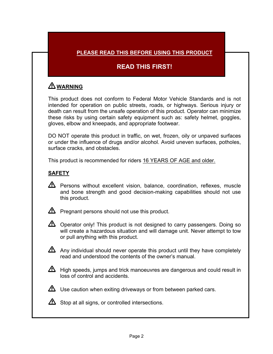 Safe operation, Important | Tanaka TPB-400GX User Manual | Page 2 / 14