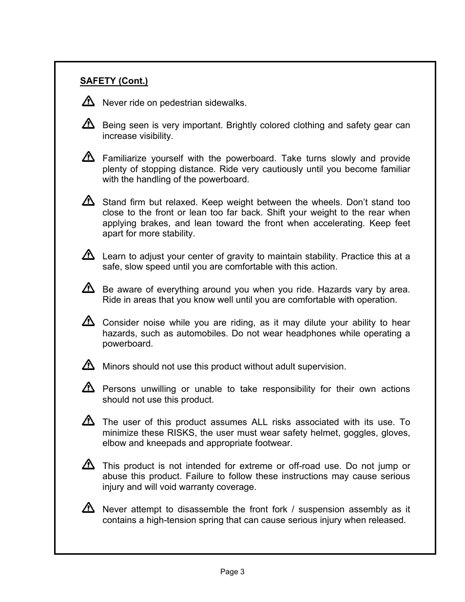 Safety (cont.) | Tanaka TPB-400GX User Manual | Page 3 / 14