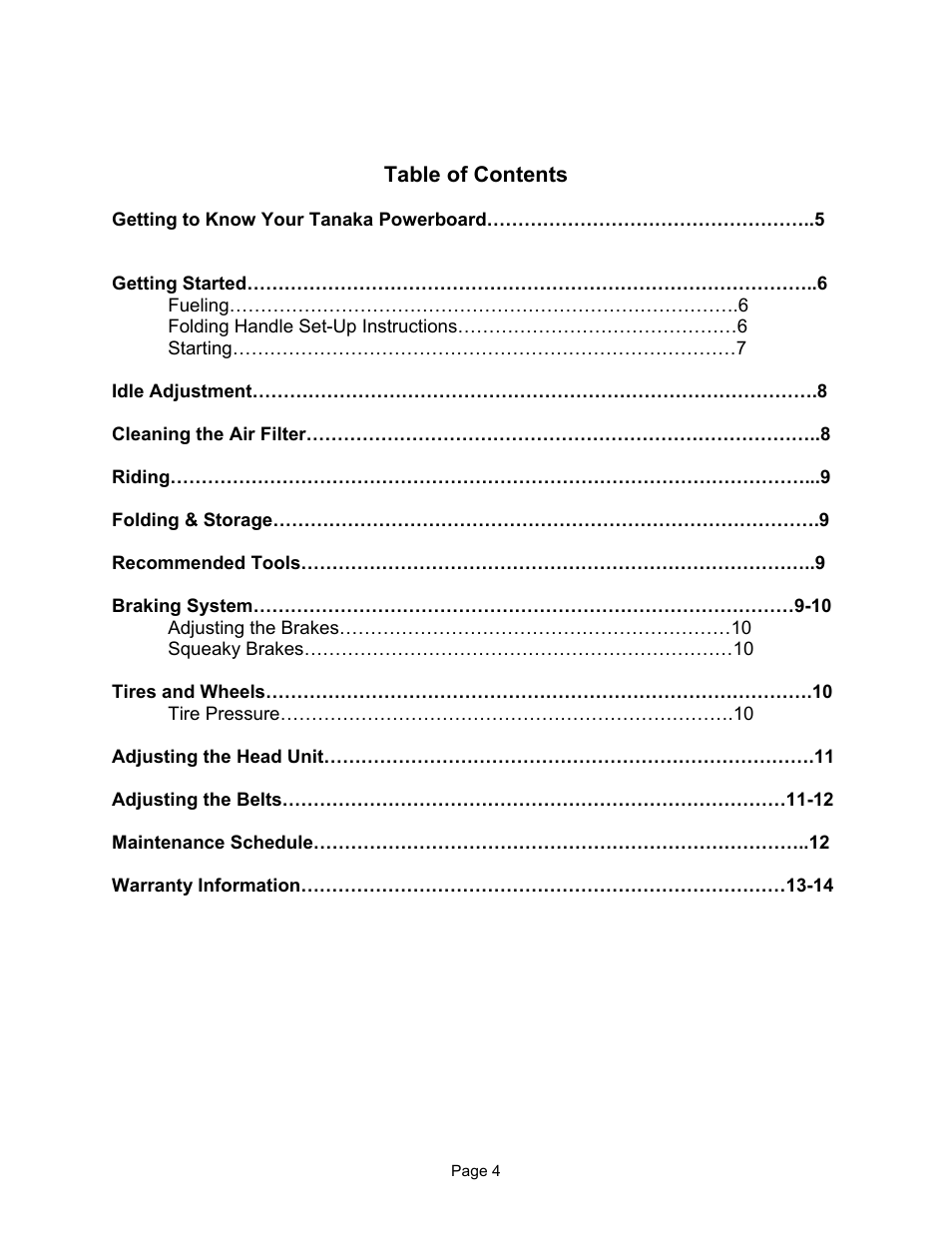 Tanaka TPB-400GX User Manual | Page 4 / 14