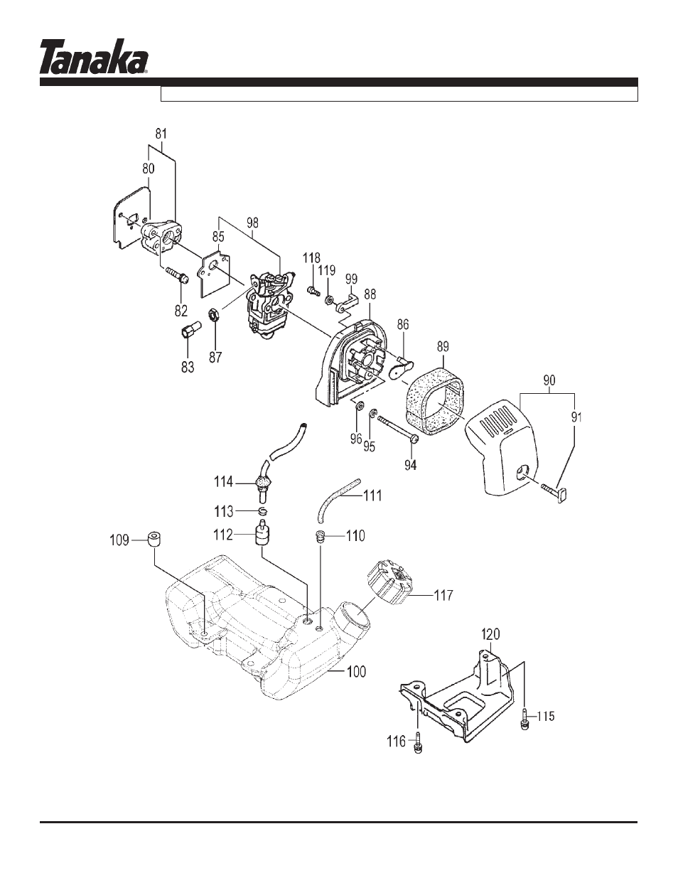 Fuel system, Parts information, Tbc-280pf | Tanaka TBC-280PF User Manual | Page 4 / 16