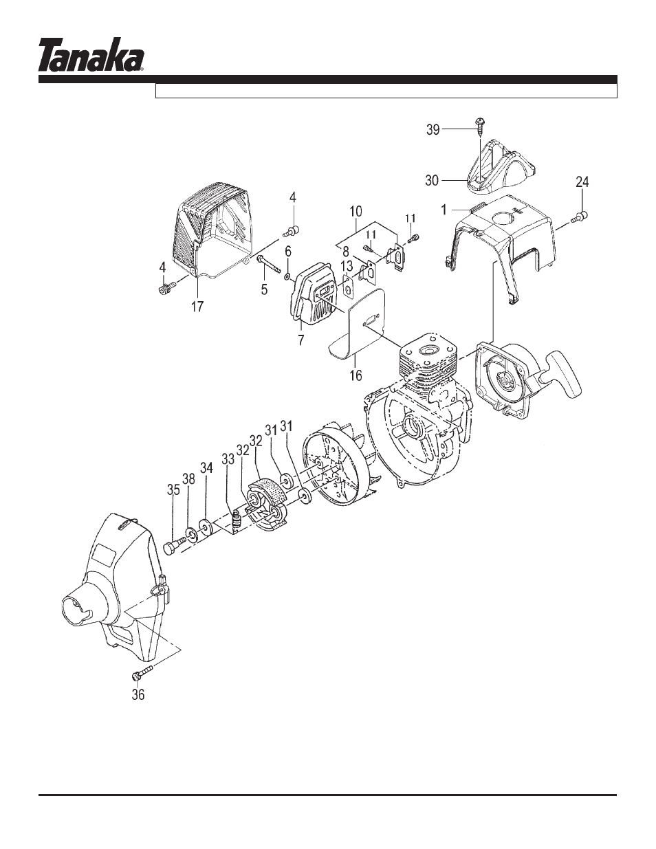 Clutch, muffler & engine cover, Tph-260pf, Parts information | Tanaka TPH-260PF User Manual | Page 6 / 17