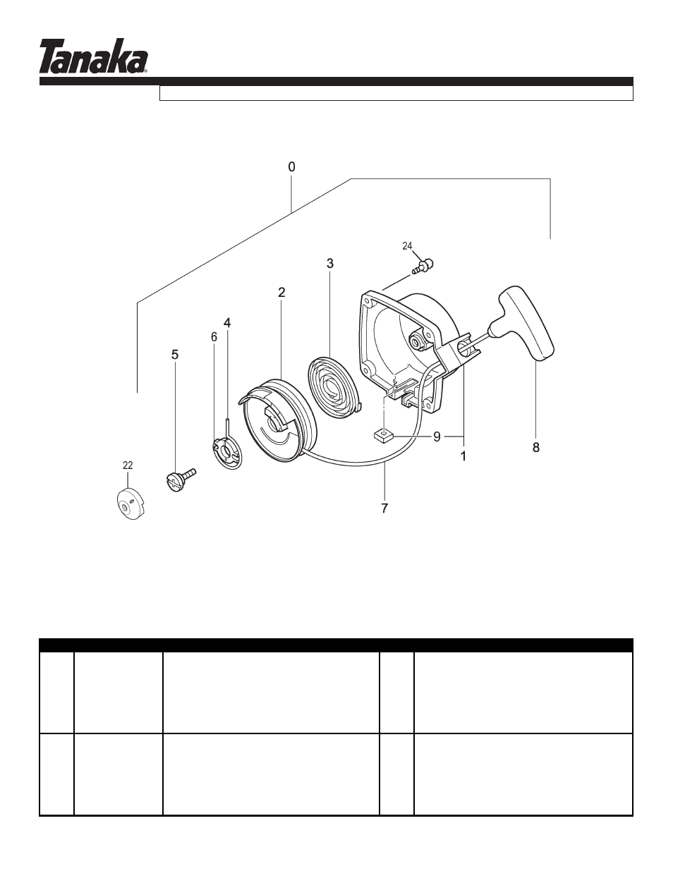 Starter, Tph-260pf, Parts information | Tanaka TPH-260PF User Manual | Page 8 / 17
