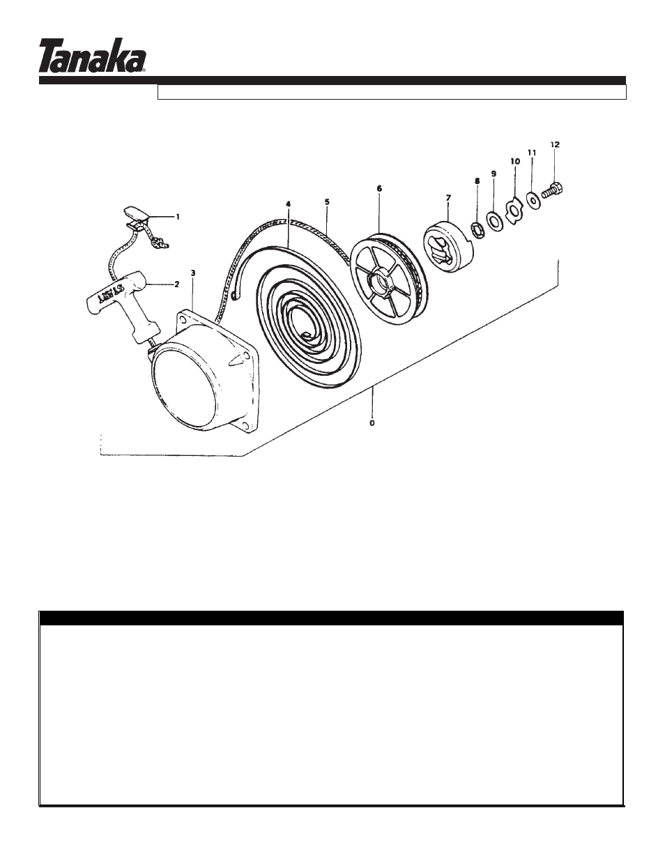 Recoil starter, Parts information | Tanaka TBL-455/500 User Manual | Page 8 / 15