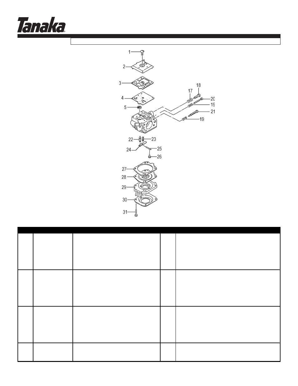 Carburetor, Tc- 4700, Parts information | Tanaka TC-4700 User Manual | Page 10 / 11