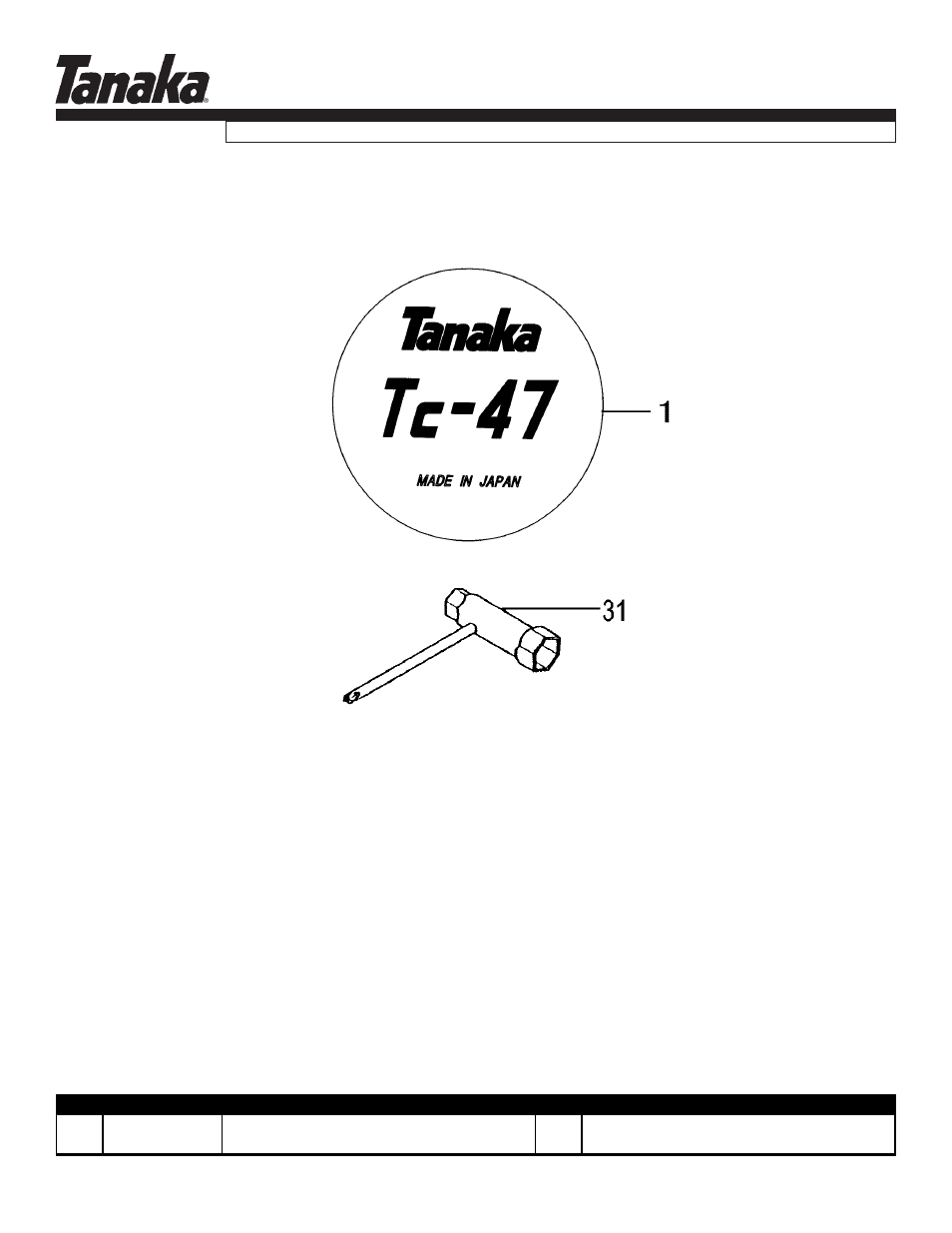Decal & tools, Tc- 4700, Parts information | Tanaka TC-4700 User Manual | Page 11 / 11