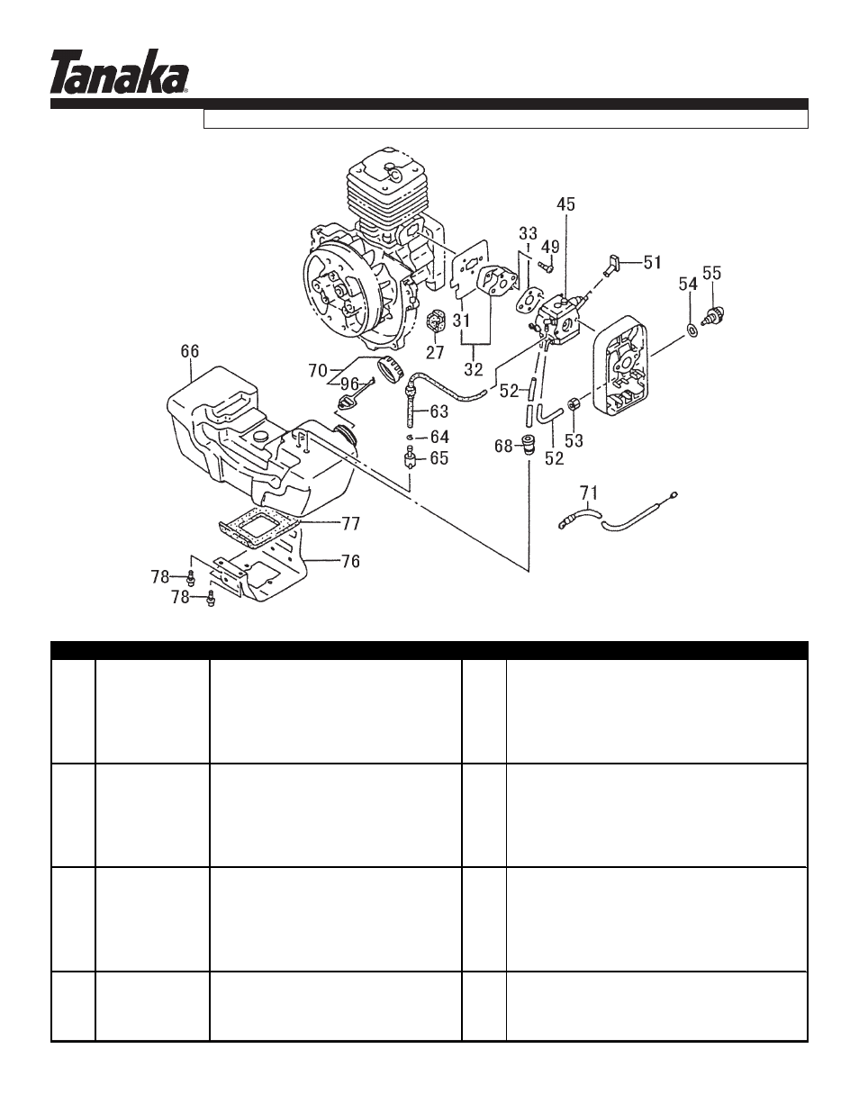 Fuel system, Tc- 4700, Parts information | Tanaka TC-4700 User Manual | Page 5 / 11