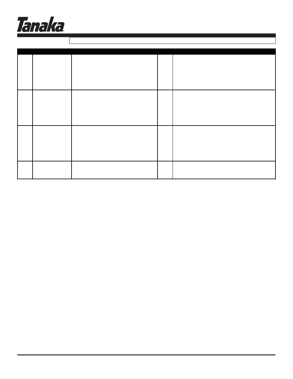 Part numbers, Tc- 4700, Parts information | Tanaka TC-4700 User Manual | Page 7 / 11