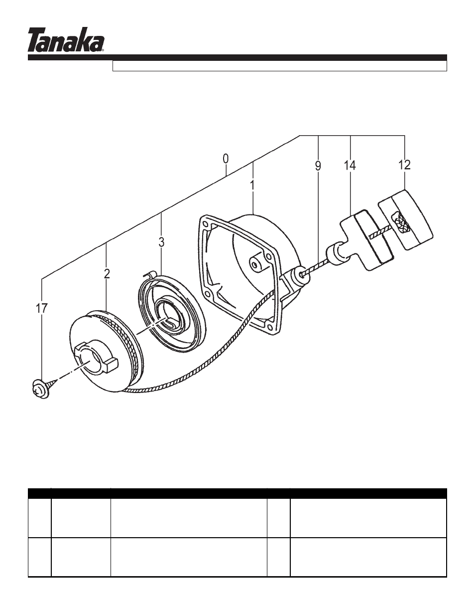 Starter, Tc- 4700, Parts information | Tanaka TC-4700 User Manual | Page 9 / 11