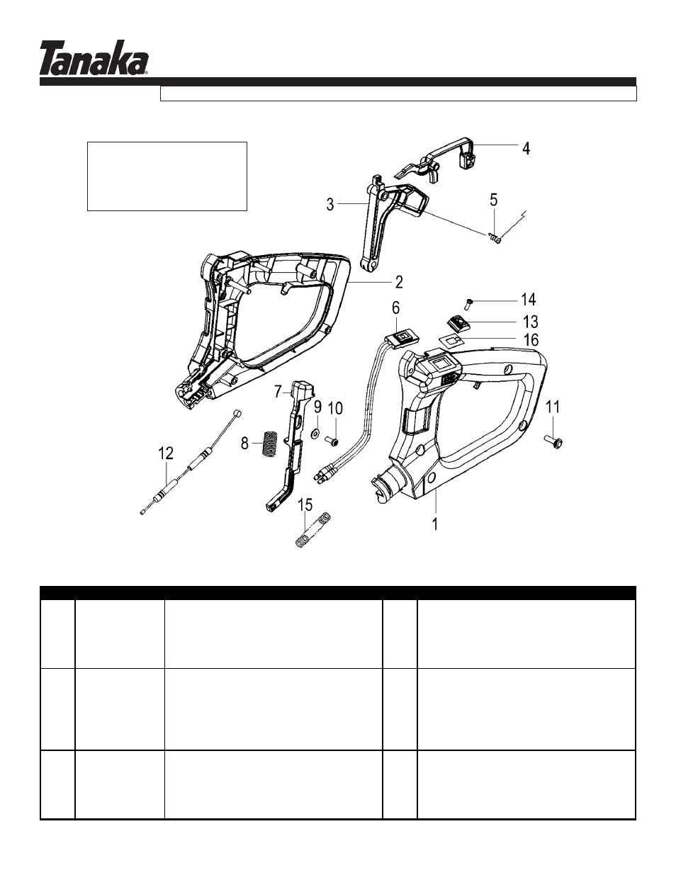 Rear handle, throttle & wires, Htd-2530pf, Parts information | Tanaka HTD-2530PF User Manual | Page 13 / 18